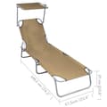 Miniatyrbillede 7 af 7: vidaXL foldbar liggestol med baldakin aluminium gråbrun