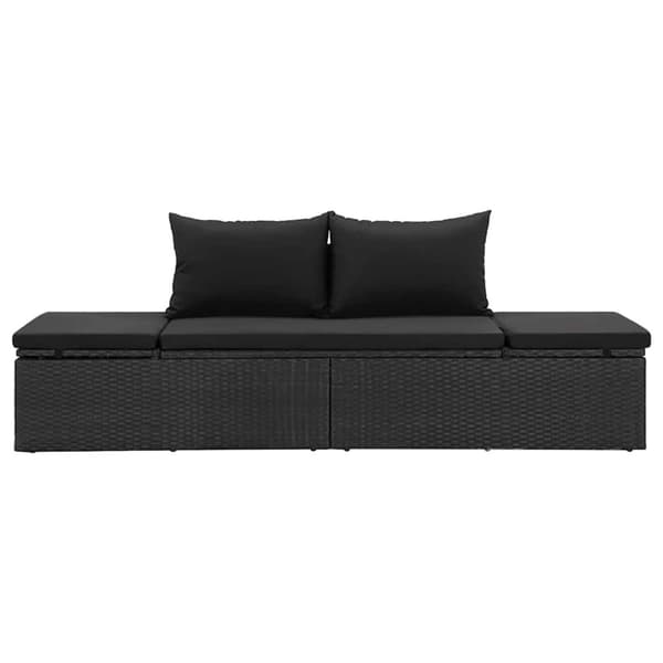 vidaXL solseng med hynder polyrattan sort