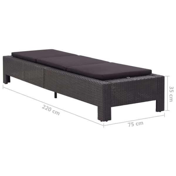 vidaXL solseng med hynde polyrattan sort