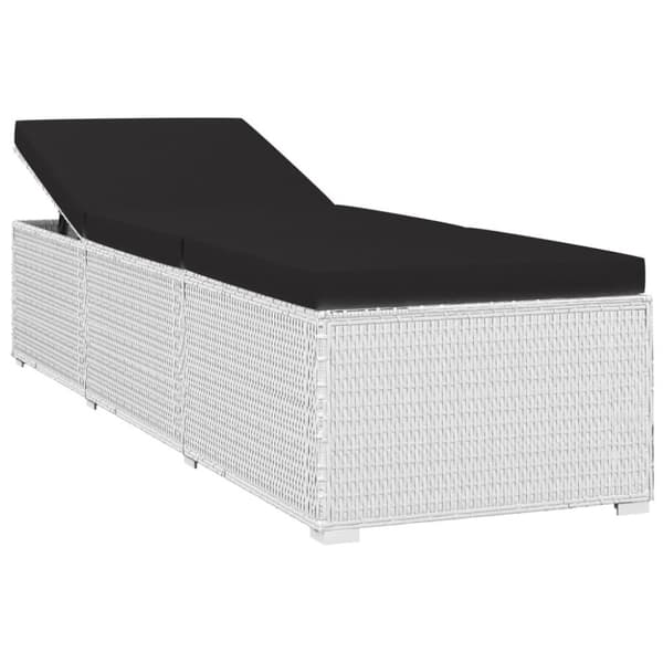 vidaXL Solsäng med dyna & bord konstrotting vit