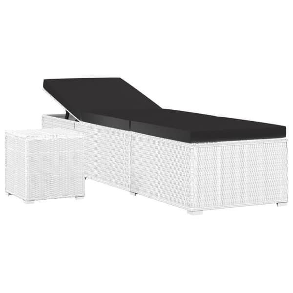 vidaXL Solsäng med dyna & bord konstrotting vit
