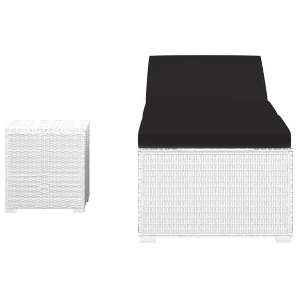 vidaXL liggestol med hynde og tebord polyrattan hvid