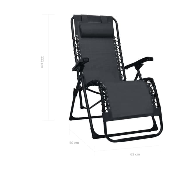 vidaXL foldbar dækstol textilene sort