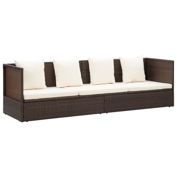 vidaXL haveseng med hynde og puder polyrattan brun