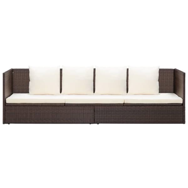 vidaXL haveseng med hynde og puder polyrattan brun