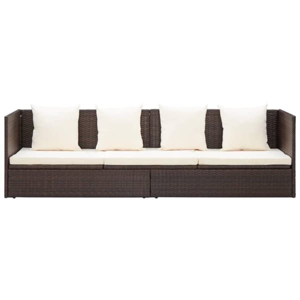 vidaXL haveseng med hynde og puder polyrattan brun