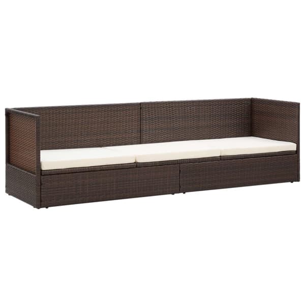vidaXL haveseng med hynde og puder polyrattan brun