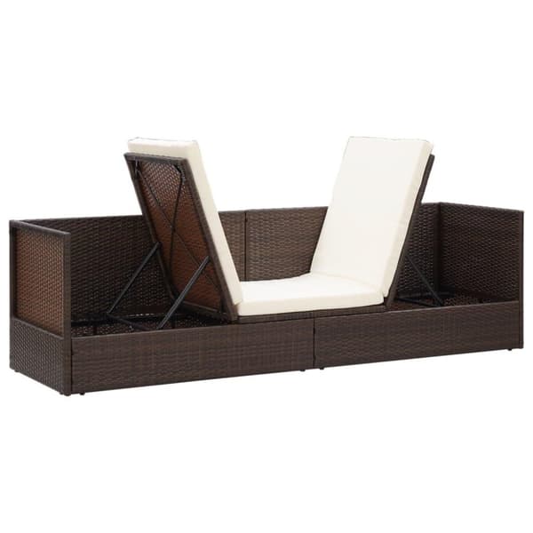 vidaXL haveseng med hynde og puder polyrattan brun