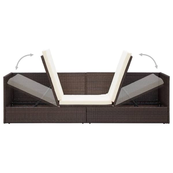 vidaXL haveseng med hynde og puder polyrattan brun