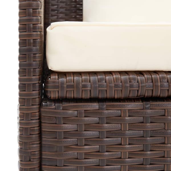 vidaXL haveseng med hynde og puder polyrattan brun