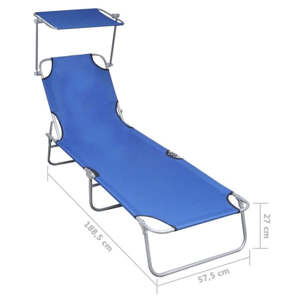 vidaXL foldbar liggestol med baldakin aluminium blå