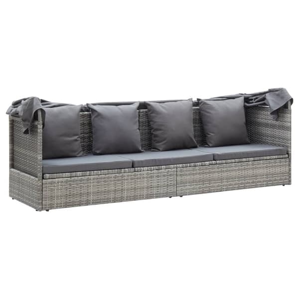 vidaXL solseng med baldakin polyrattan gråmeleret