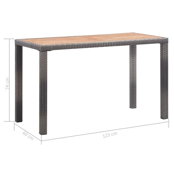 vidaXL havebord 123x60x74 cm massivt akacietræ antracitgrå og brun