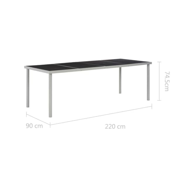 vidaXL havebord i stål 220 x 90 x 74,5 cm sort