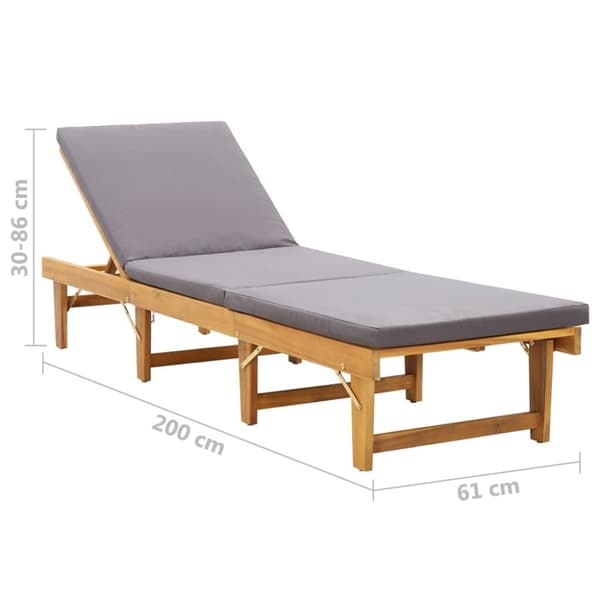 vidaXL foldbar liggestol med hynde massivt akacietræ