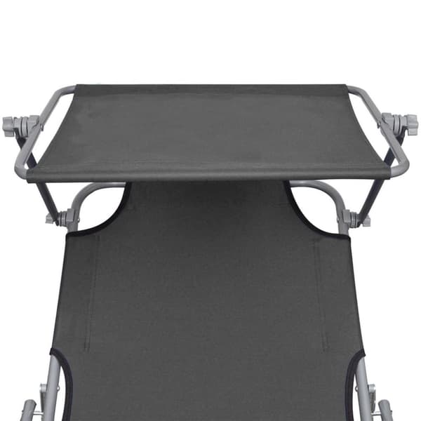 vidaXL foldbar liggestol med baldakin aluminium grå