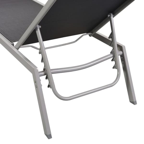 vidaXL Solsängar 2 st med bord stål och textilene svart