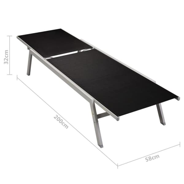 vidaXL Solsängar 2 st med bord stål och textilene svart