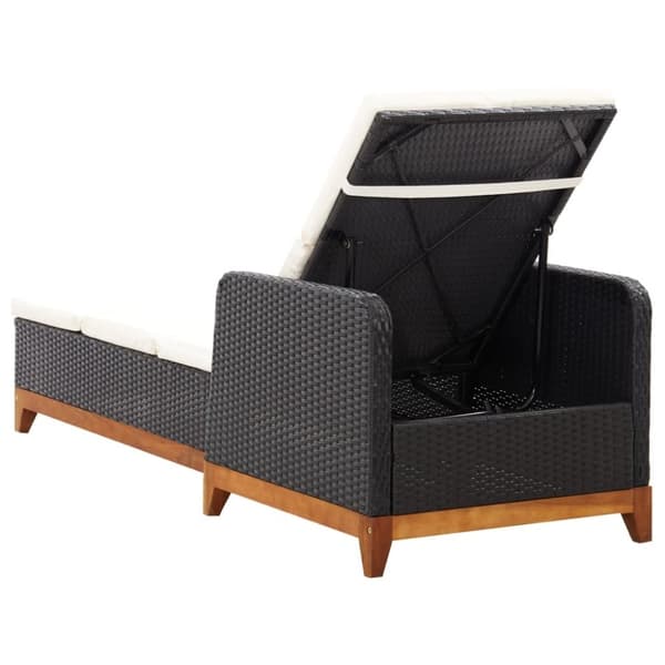 vidaXL liggestol polyrattan og massivt akacietræ sort