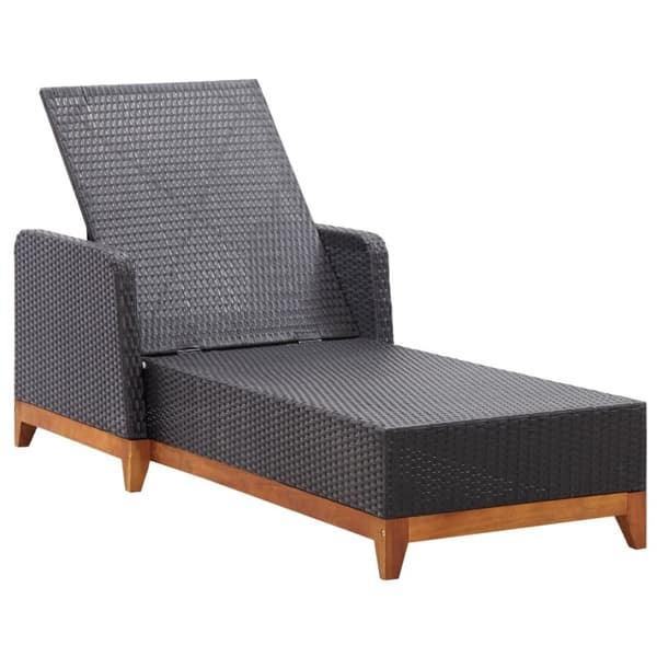 vidaXL liggestol polyrattan og massivt akacietræ sort