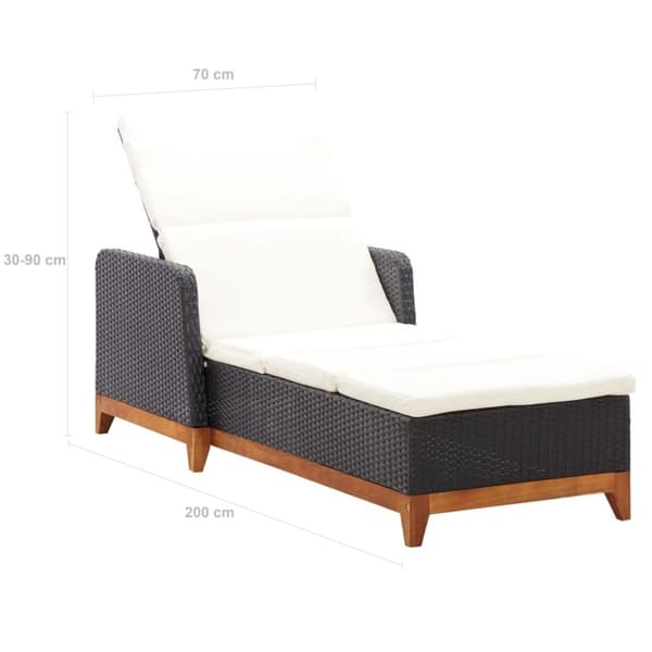 vidaXL liggestol polyrattan og massivt akacietræ sort