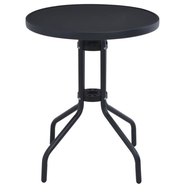 vidaXL Trädgårdsbord svart 60 cm stål och glas
