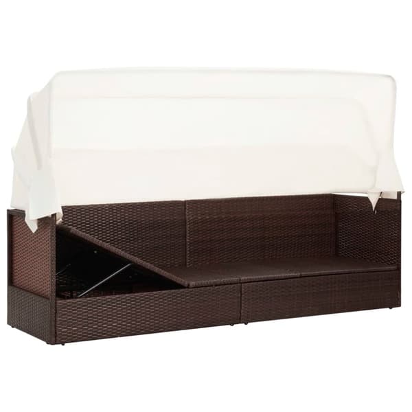 vidaXL havesofa med baldakin polyrattan brun