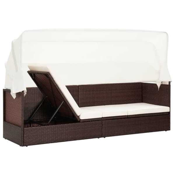 vidaXL havesofa med baldakin polyrattan brun