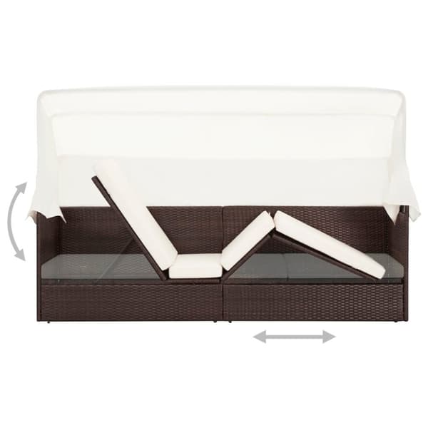 vidaXL havesofa med baldakin polyrattan brun