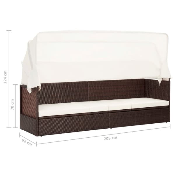 vidaXL havesofa med baldakin polyrattan brun