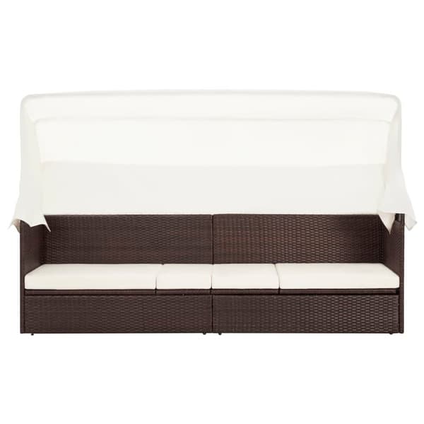 vidaXL havesofa med baldakin polyrattan brun