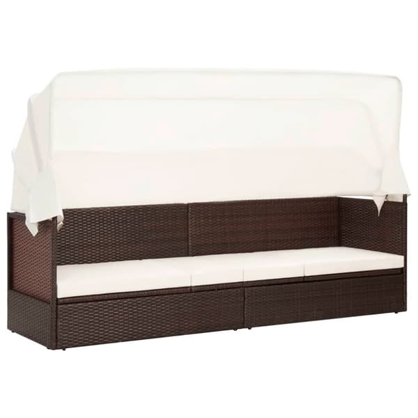 vidaXL havesofa med baldakin polyrattan brun