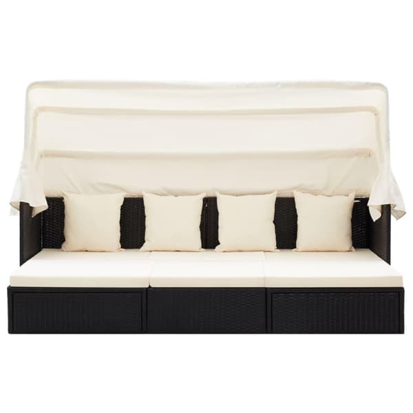 vidaXL solseng med baldakin polyrattan sort