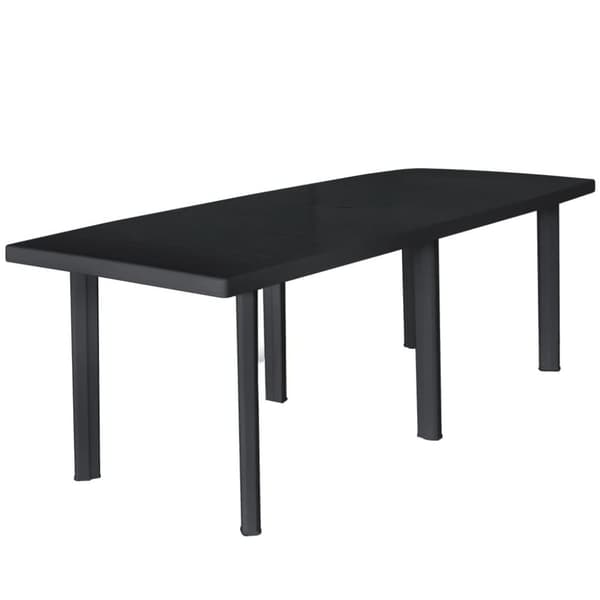 vidaXL Puutarhapöytä 216x90x72 cm muovi antrasiitti