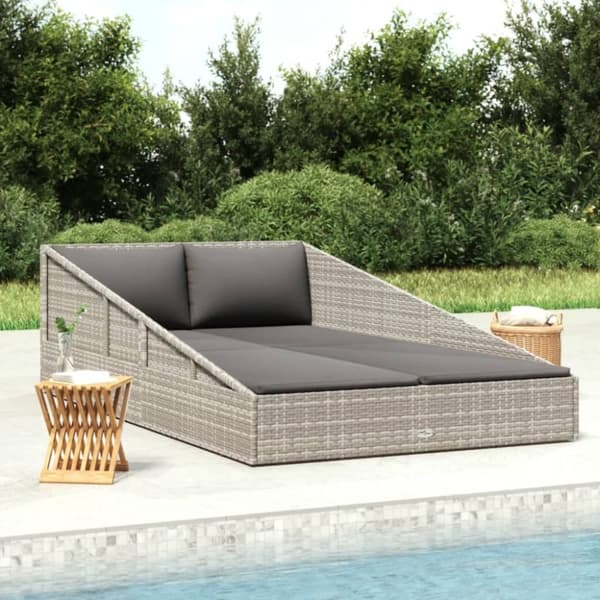 vidaXL solseng 110x200 cm polyrattan grå