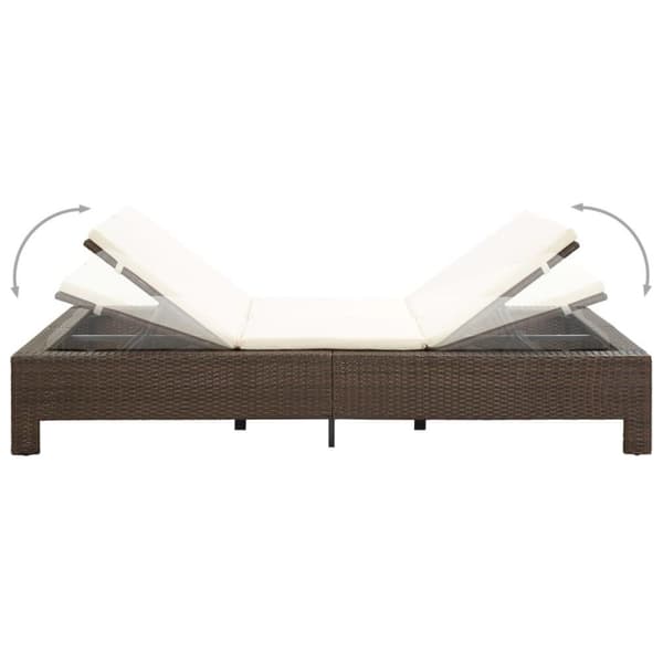 vidaXL 2-personers solseng med hynde polyrattan brun