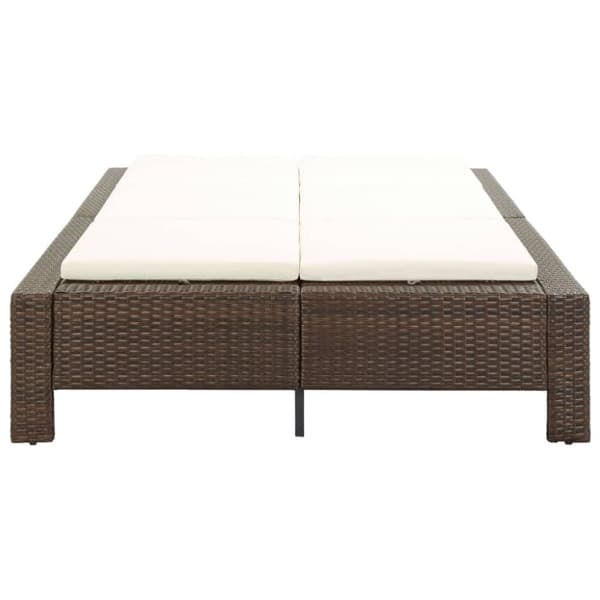 vidaXL 2-personers solseng med hynde polyrattan brun