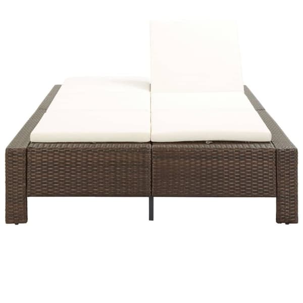 vidaXL 2-personers solseng med hynde polyrattan brun