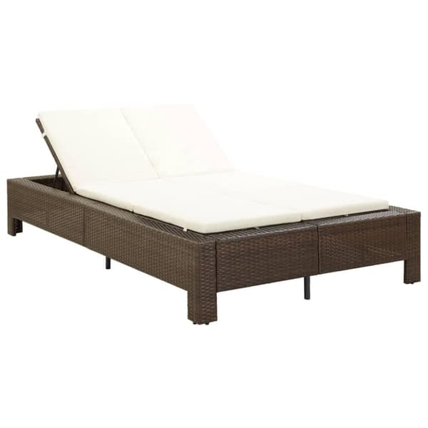 vidaXL 2-personers solseng med hynde polyrattan brun