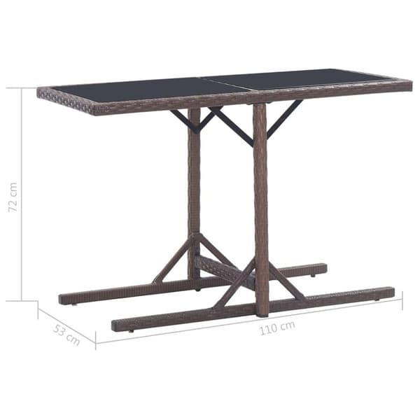 vidaXL havebord 110 x 53 x 72 cm brun glas og poliratanas