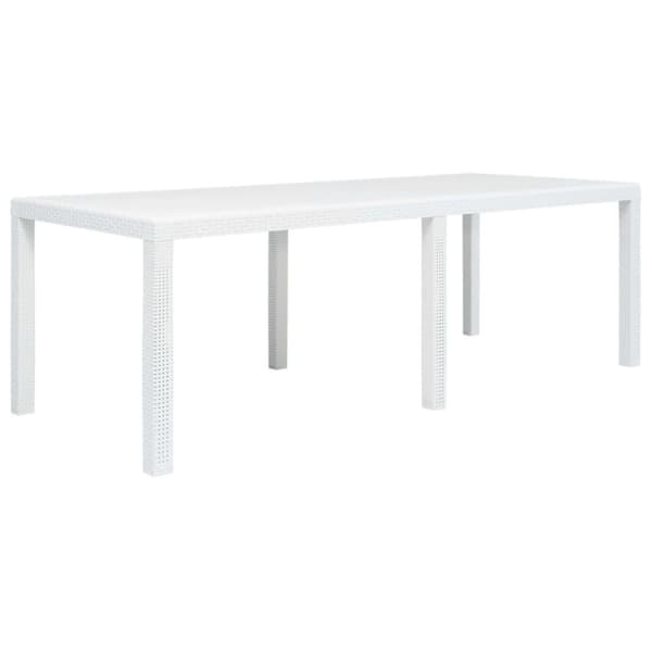 vidaXL havebord 220x90x72 cm plastik rattan-look hvid