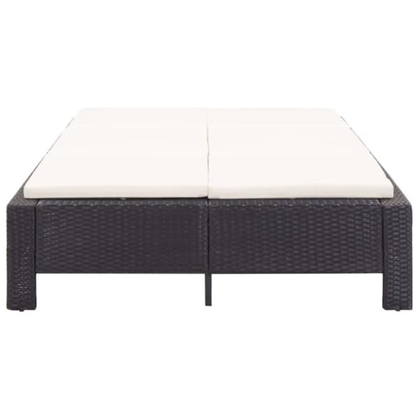vidaXL 2-personers solseng med hynde polyrattan sort