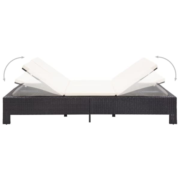 vidaXL 2-personers solseng med hynde polyrattan sort