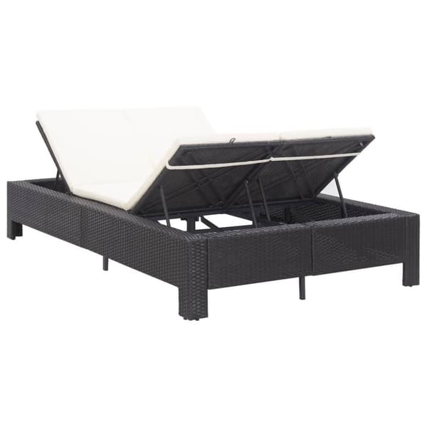 vidaXL 2-personers solseng med hynde polyrattan sort