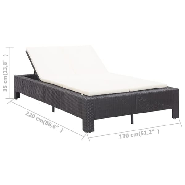vidaXL 2-personers solseng med hynde polyrattan sort