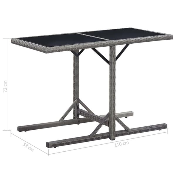 vidaXL havebord 110x53x72 cm antracitgrå glas og poliratanas
