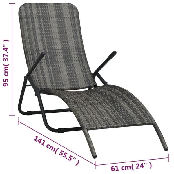 vidaXL foldbar liggestol polyrattan grå