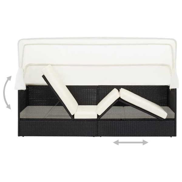 vidaXL havesofa med baldakin polyrattan sort
