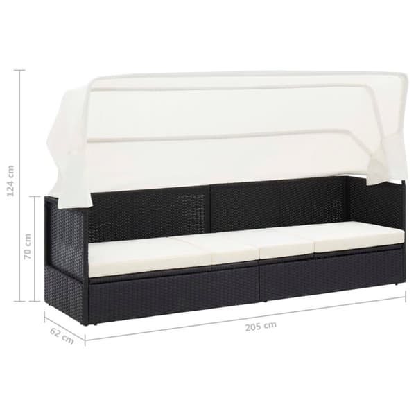 vidaXL havesofa med baldakin polyrattan sort