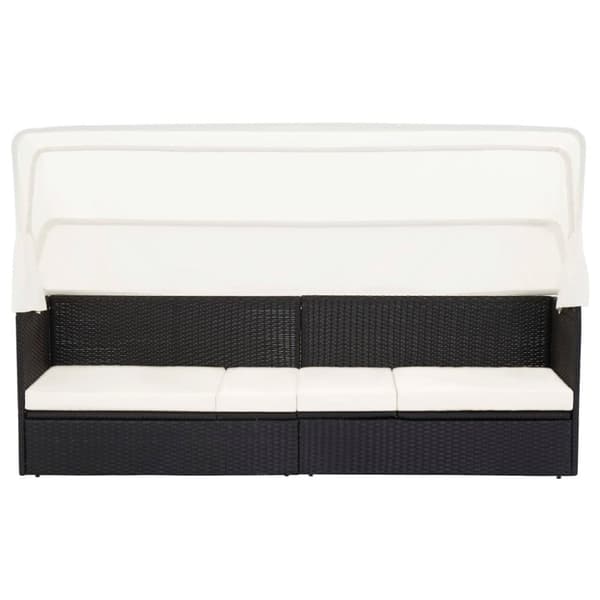 vidaXL havesofa med baldakin polyrattan sort